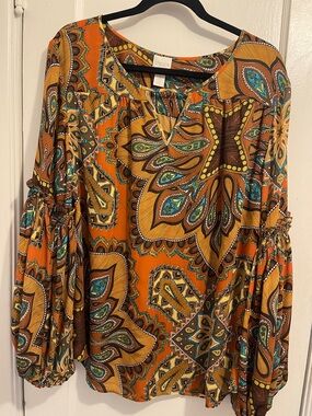 Chico's Mustard Multi Paisley Tunic Blouse (item 19)
